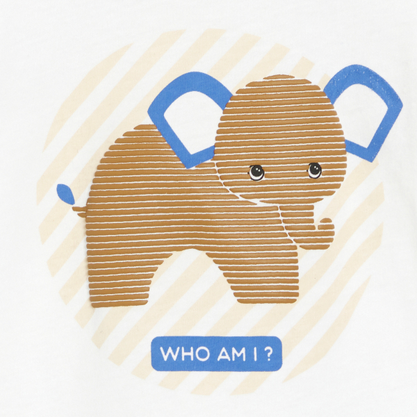 تيشيرت برسمة فيل باللون البني للأطفال الصغار